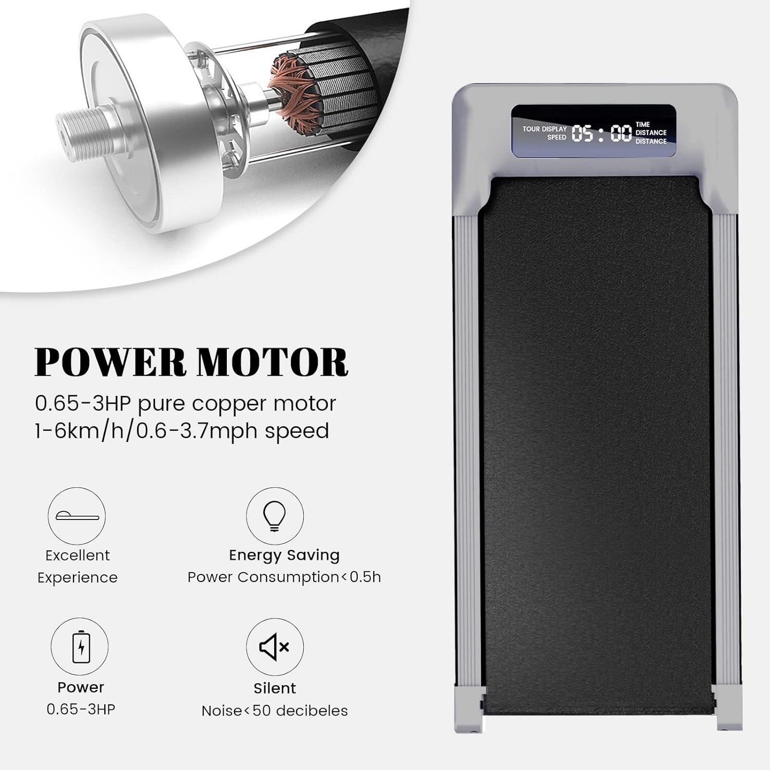 Electric Treadmill – Portable Under Desk Walking Pad with Remote