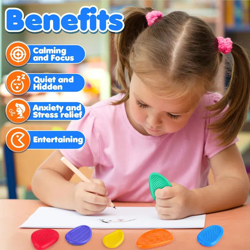 Sensory Stones Fidget Toys 6/8 Textured Worry Stones Social Emotional Stress Relief Toys for Special Needs