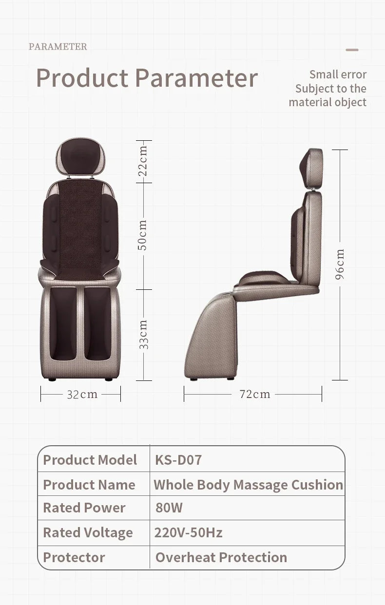 Electric Full Body Massage Chair – Shiatsu Kneading, Heating & Vibration