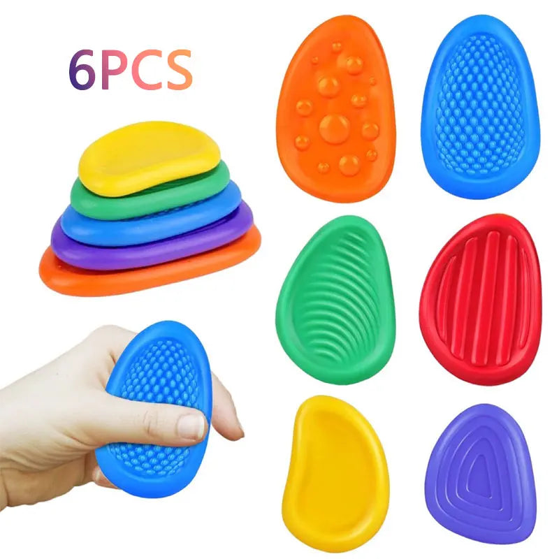 Sensory Stones Fidget Toys 6/8 Textured Worry Stones Social Emotional Stress Relief Toys for Special Needs