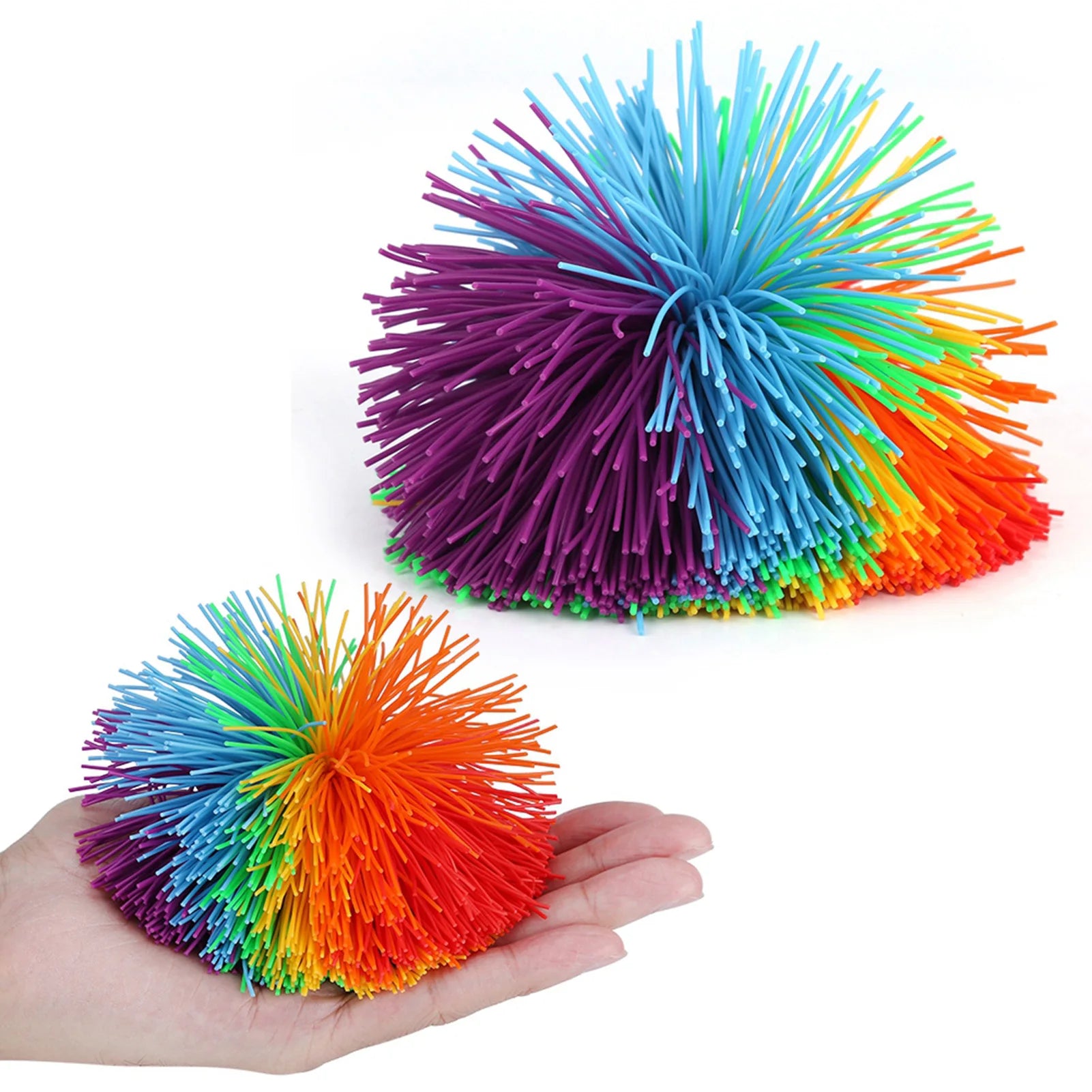 Colorful Sensory Silicone Construction Stress Relief. Rainbow Colorful Sensory Ball Shape