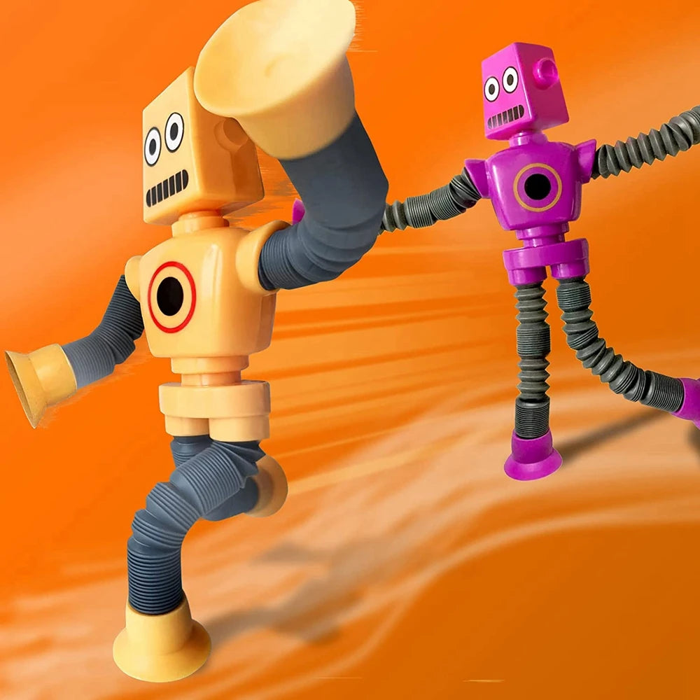 4Pcs Pop Tubes Fidget Toys Changing Telescopic Suction Cup Robot Stress Relief Sensory Toys Party Favors for Girl Boys Gifts