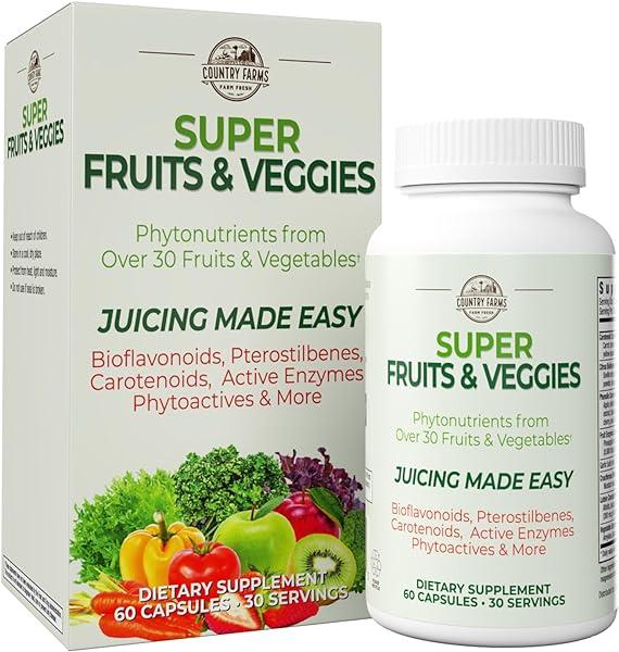 Country Farms Super Fruits & Veggies 90 Capsules – Whole Food Fruit & Vegetable Supplement