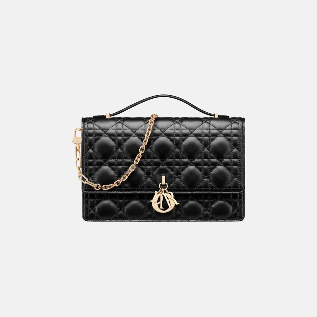 Dior My Dior Handbag Black Lambskin Cannage Quilted Designer Bag