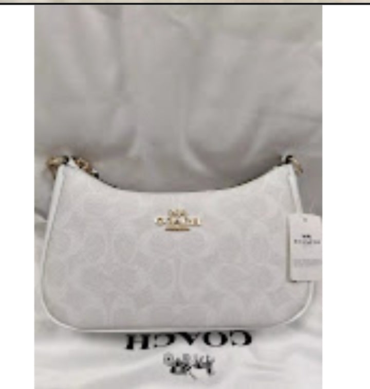 NWT Coach Women's Teri Shoulder Bag in Signature Canvas – White / Chalk