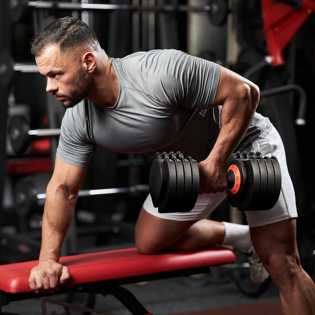 Adjustable 55LB Dumbbell Set with Tray