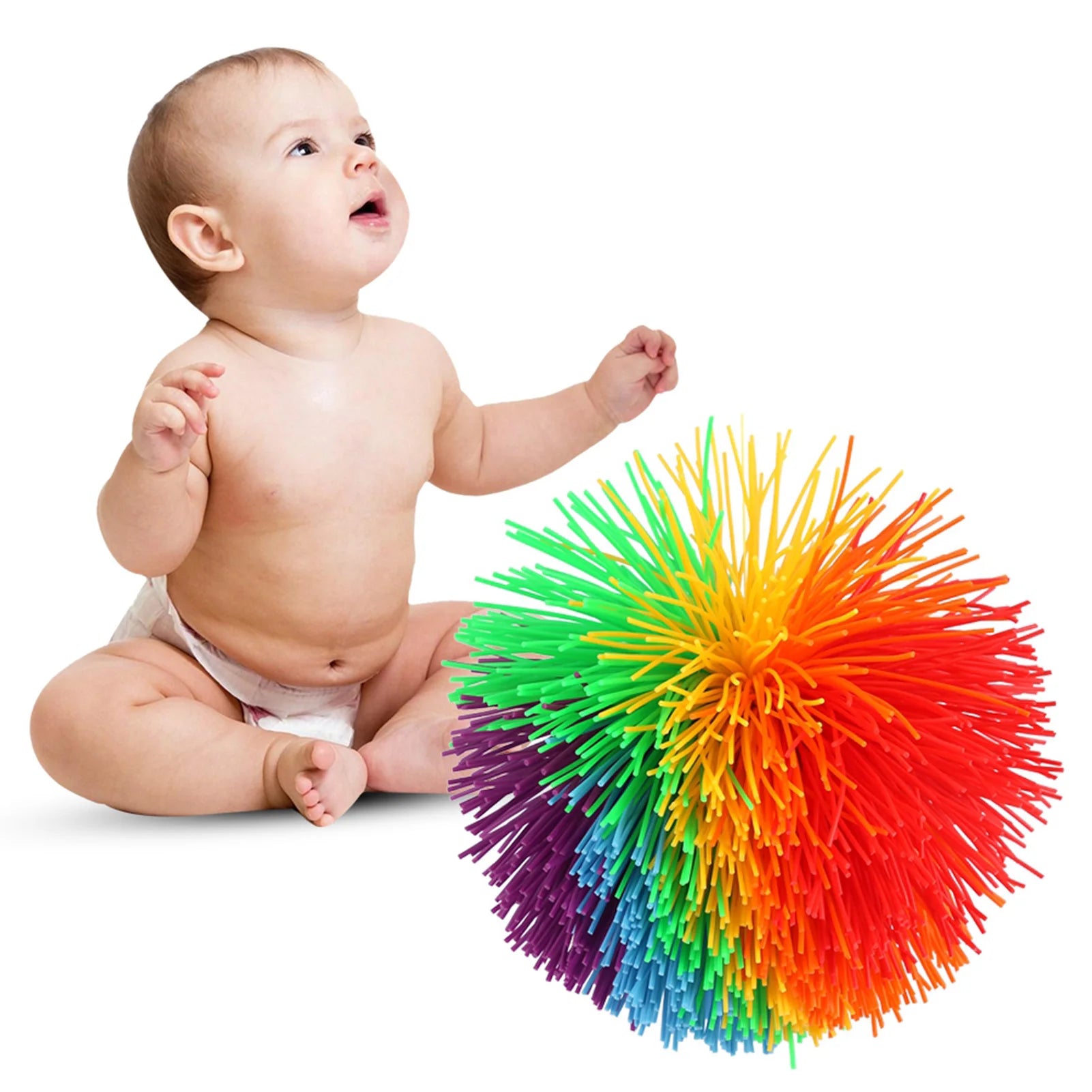 Colorful Sensory Silicone Construction Stress Relief. Rainbow Colorful Sensory  Ball Shape