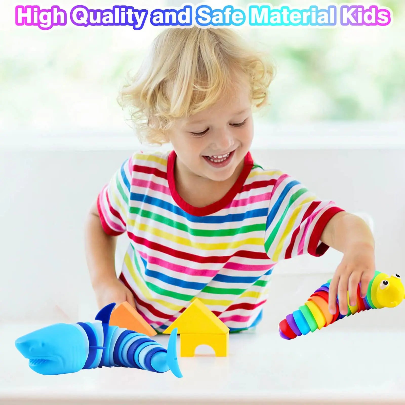 Sensory Slugs Caterpillar Toys, Autism and Stress Relieving Sensory Toys, Stress Relieving Shark Twist Music