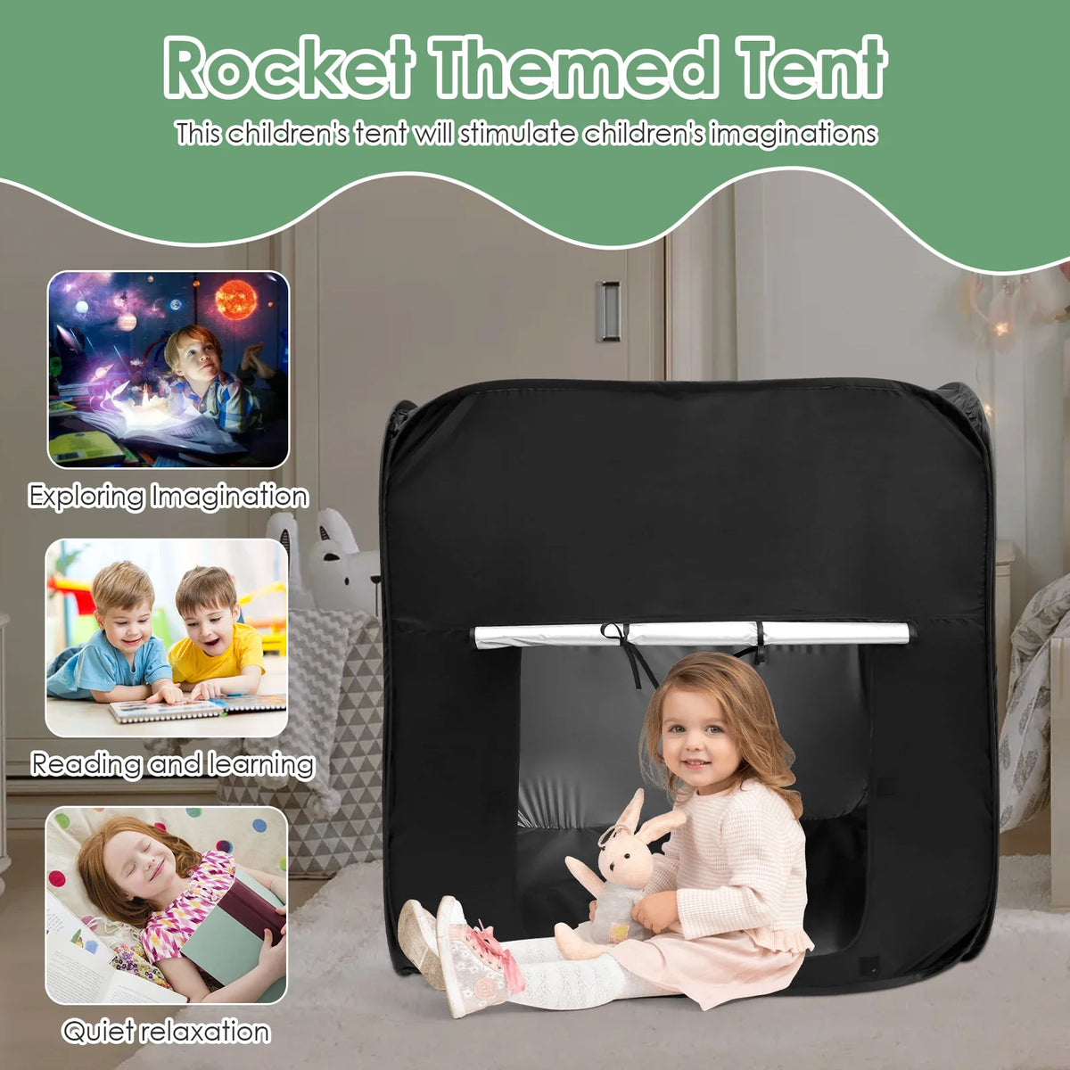 Sensory Tent for Kids Portable Children'S Indoor Pop Up Tent Princess Boy Baby Game House Folding Black Out Tent Sensory Calming