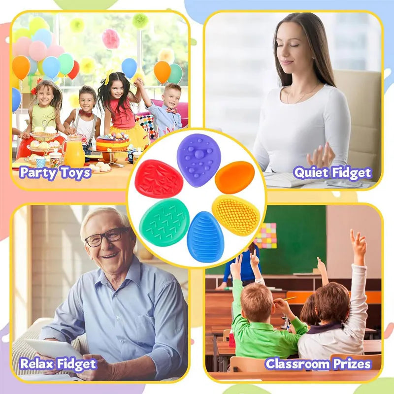 Sensory Stones Fidget Toys 6/8 Textured Worry Stones Social Emotional Stress Relief Toys for Special Needs