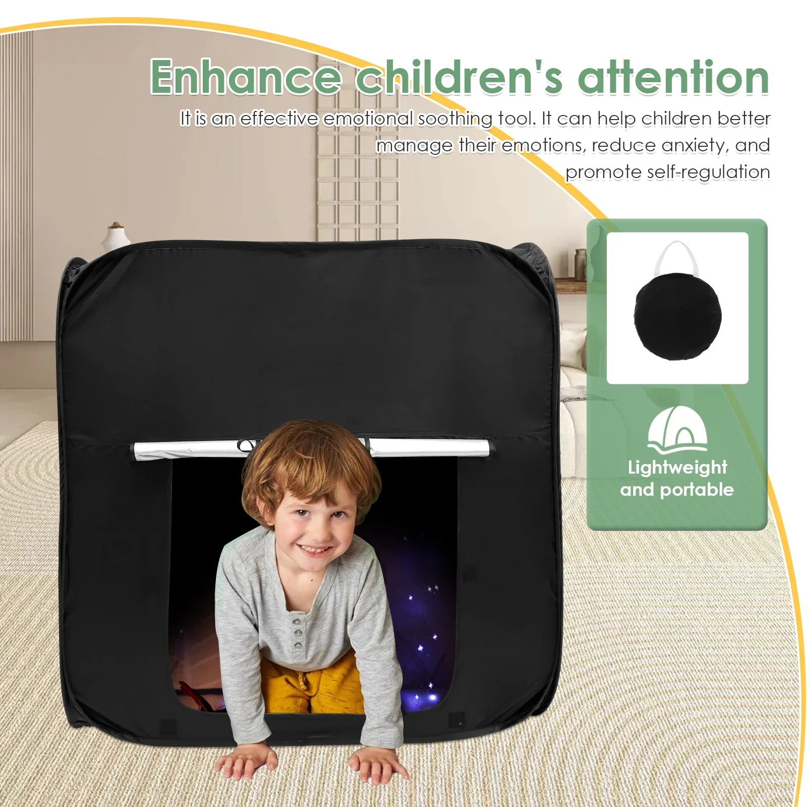 Sensory Tent for Kids Portable Children'S Indoor Pop Up Tent Princess Boy Baby Game House Folding Black Out Tent Sensory Calming