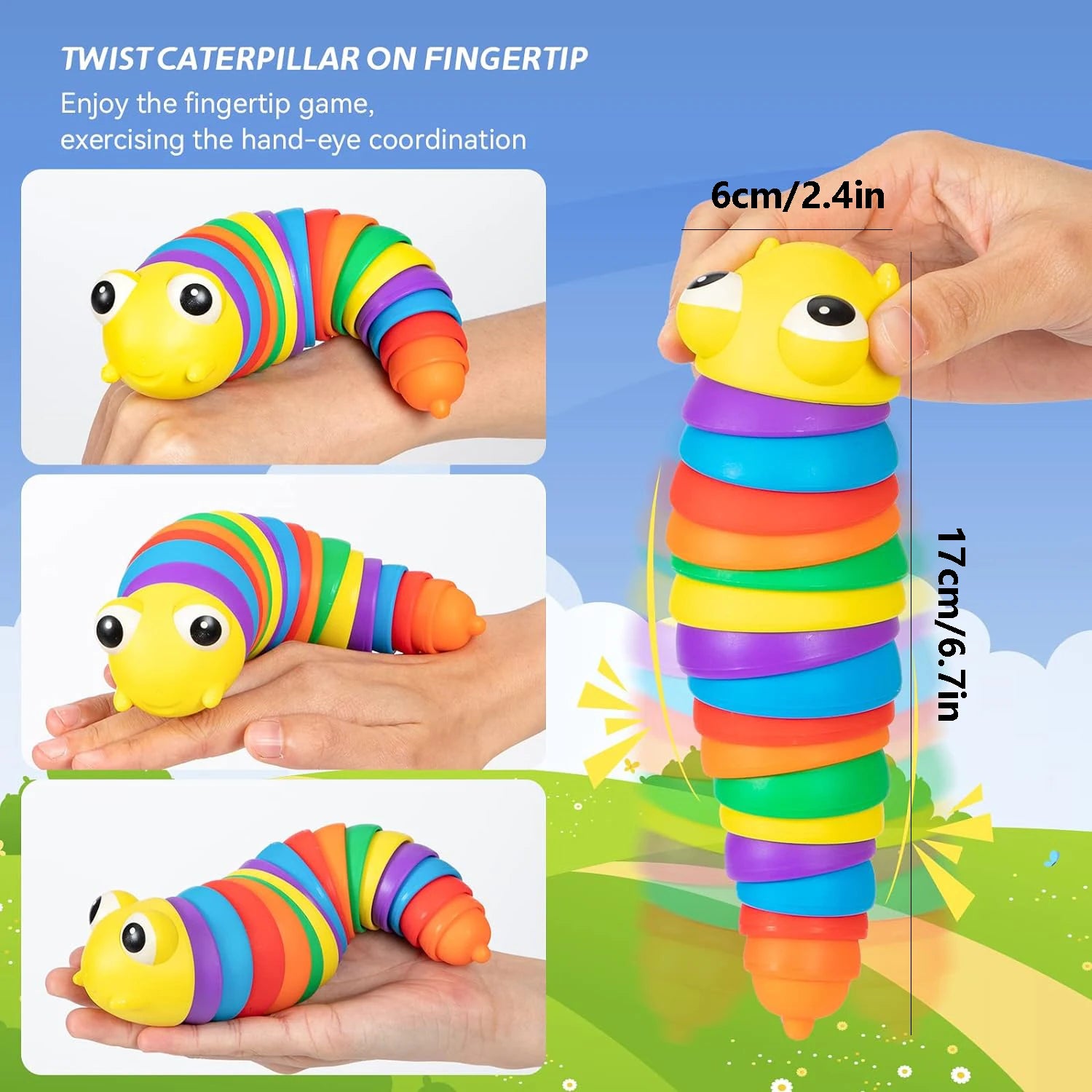 Sensory Slugs Caterpillar Toys, Autism and Stress Relieving Sensory Toys, Stress Relieving Shark Twist Music