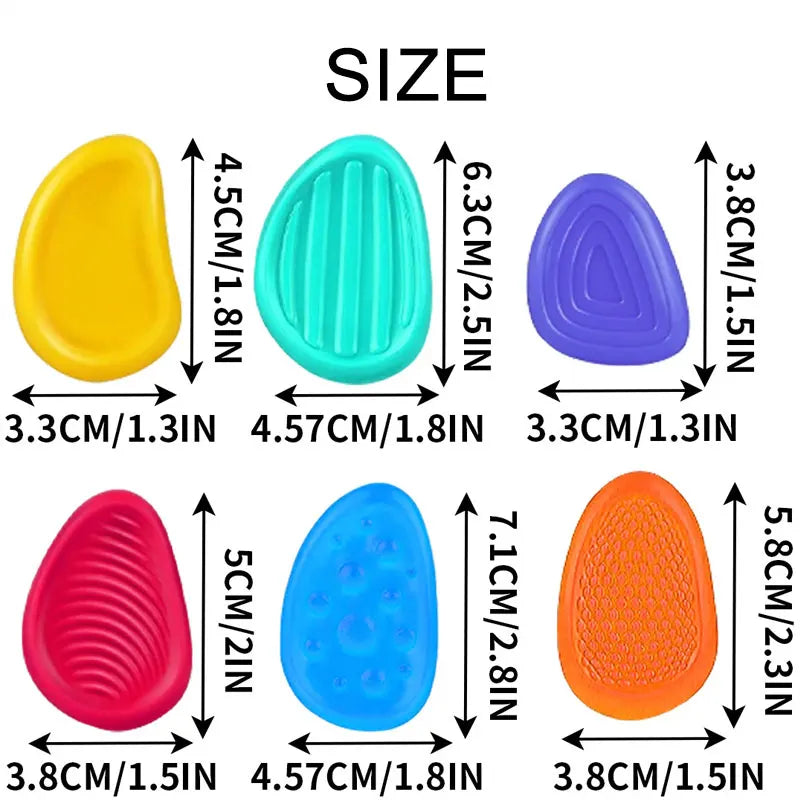 Sensory Stones Fidget Toys 6/8 Textured Worry Stones Social Emotional Stress Relief Toys for Special Needs