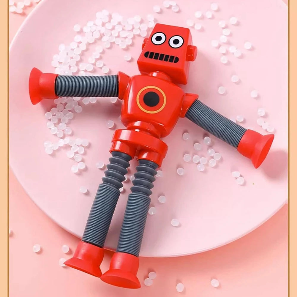 4Pcs Pop Tubes Fidget Toys Changing Telescopic Suction Cup Robot Stress Relief Sensory Toys Party Favors for Girl Boys Gifts