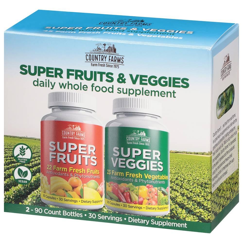 Country Farms Super Fruits & Veggies 90 Capsules – Whole Food Fruit & Vegetable Supplement