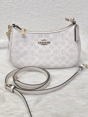 NWT Coach Women's Teri Shoulder Bag in Signature Canvas – White / Chalk